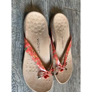 Vionic Bella II Sandals size 11 Patent Leather‎ Bow Orthotic Slip On Shoes Thong